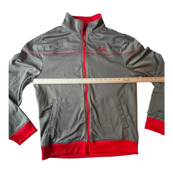 Under Armour Full Zip Wind Jacket Mens Size XL Regular Red Gray Polyester - Picture 4 of 9